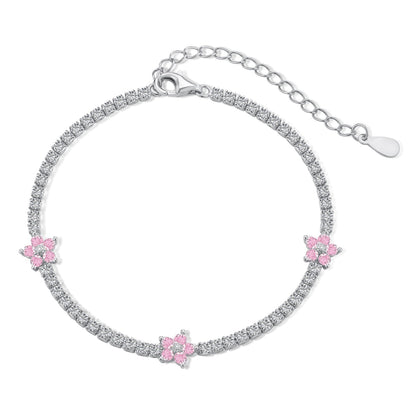 [Aurelle Style]Sparkling Flower Shape Tennis Bracelet