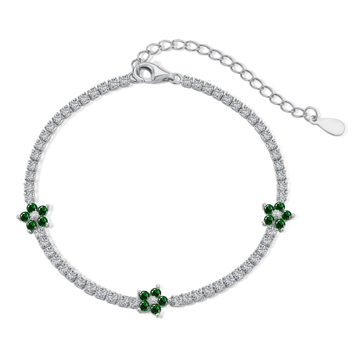 [Aurelle Style]Sparkling Flower Shape Tennis Bracelet