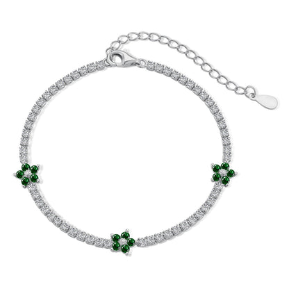 [Aurelle Style]Sparkling Flower Shape Tennis Bracelet
