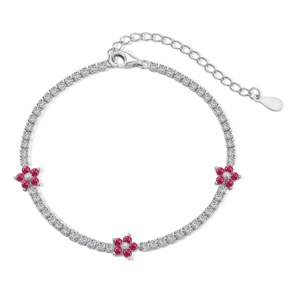 [Aurelle Style]Sparkling Flower Shape Tennis Bracelet