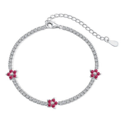[Aurelle Style]Sparkling Flower Shape Tennis Bracelet