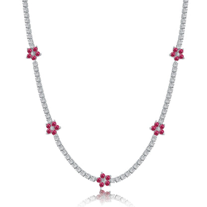 [Aurelle Style]Luxurious Colorful Flower Tennis Necklace