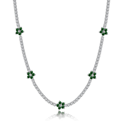 [Aurelle Style]Luxurious Colorful Flower Tennis Necklace