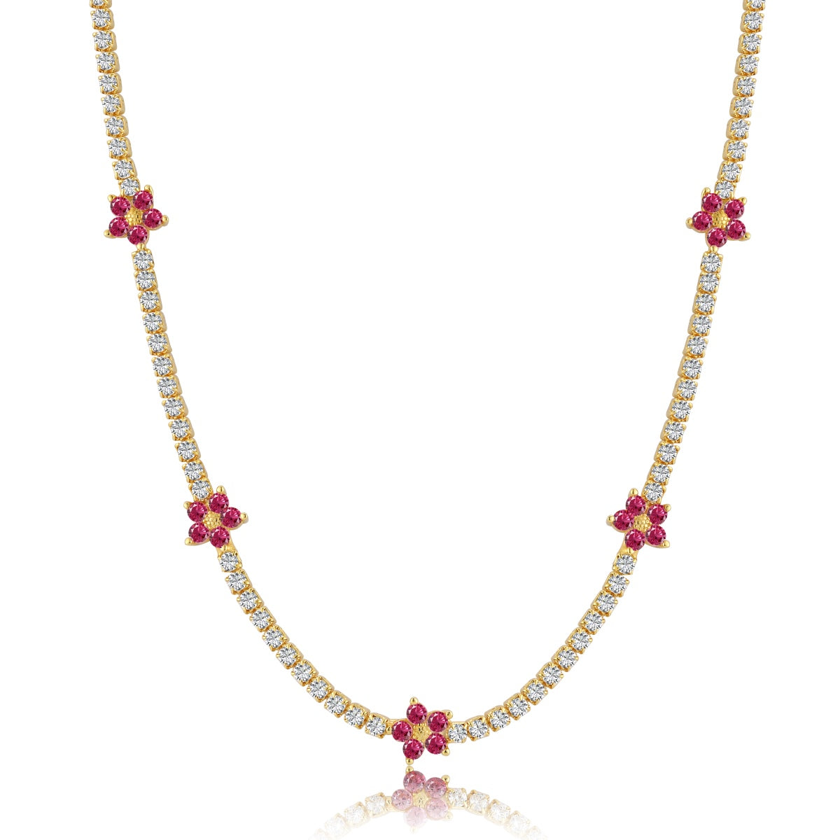 [Aurelle Style]Luxurious Colorful Flower Tennis Necklace