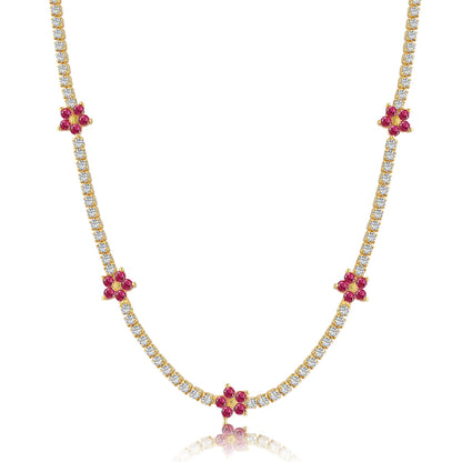 [Aurelle Style]Luxurious Colorful Flower Tennis Necklace