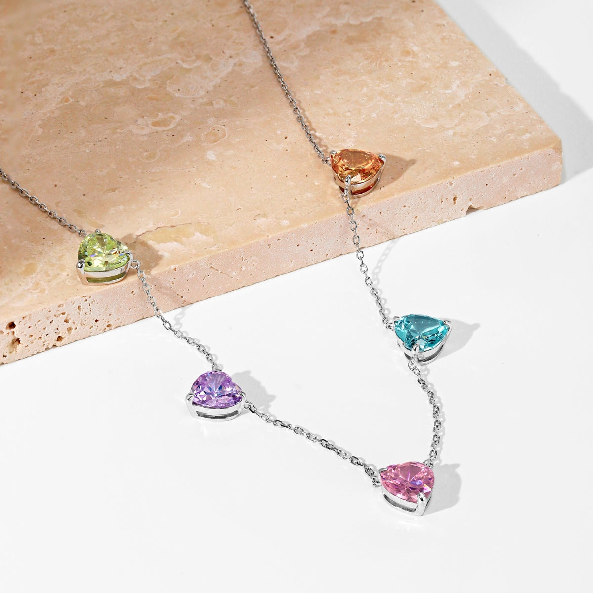 [Aurelle Style]Sparkling Colorful Heart Cut Necklace