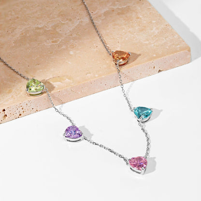 [Aurelle Style]Sparkling Colorful Heart Cut Necklace
