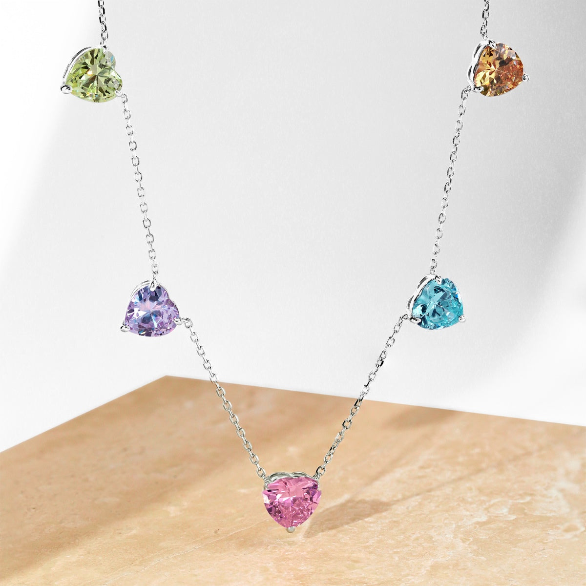 [Aurelle Style]Sparkling Colorful Heart Cut Necklace