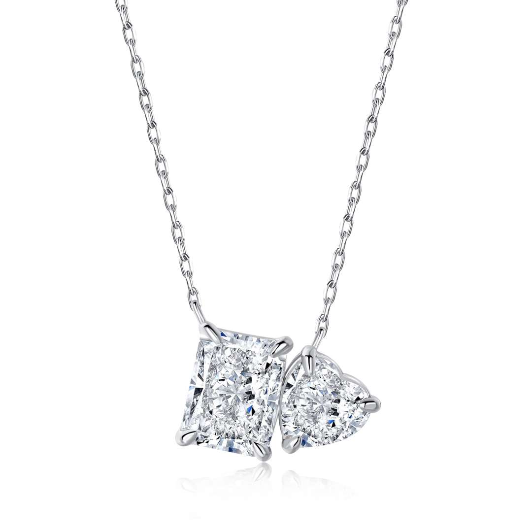[Aurelle Style]Dazzling Square & Heart Shape Necklace