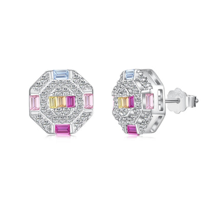 [Aurelle Style]Ornate Colorful Octagon Shape Daily Earrings