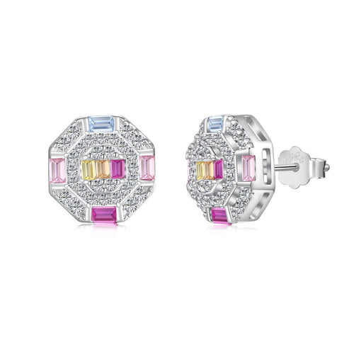 [Aurelle Style]Ornate Colorful Octagon Shape Daily Earrings