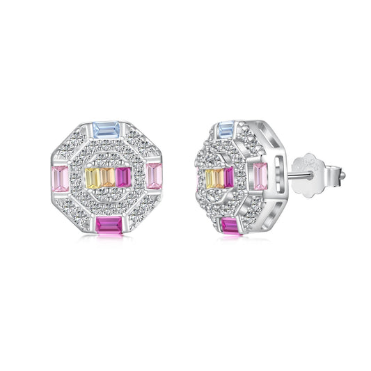 [Aurelle Style]Ornate Colorful Octagon Shape Daily Earrings