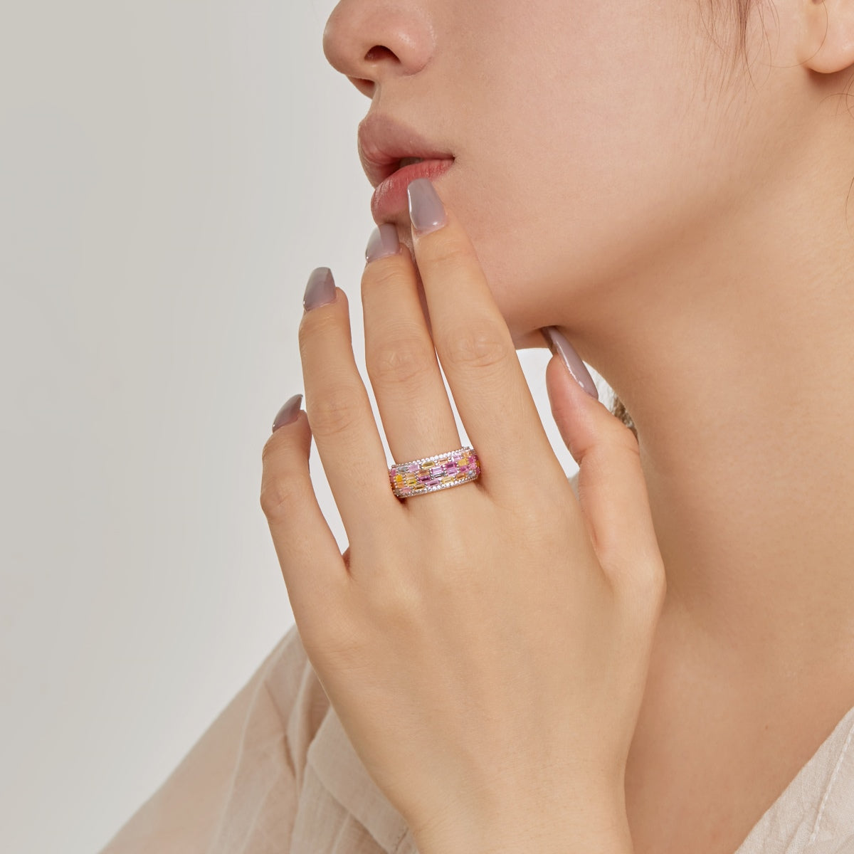 [Aurelle Style]Radiant Colorful Radiant Cut Daily Ring
