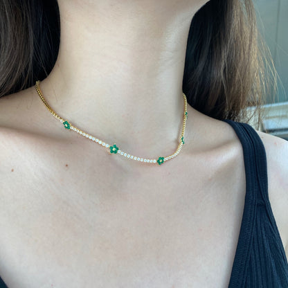 [Aurelle Style]Luxurious Colorful Flower Tennis Necklace