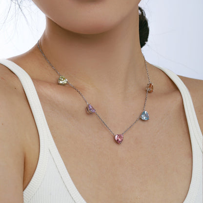 [Aurelle Style]Sparkling Colorful Heart Cut Necklace