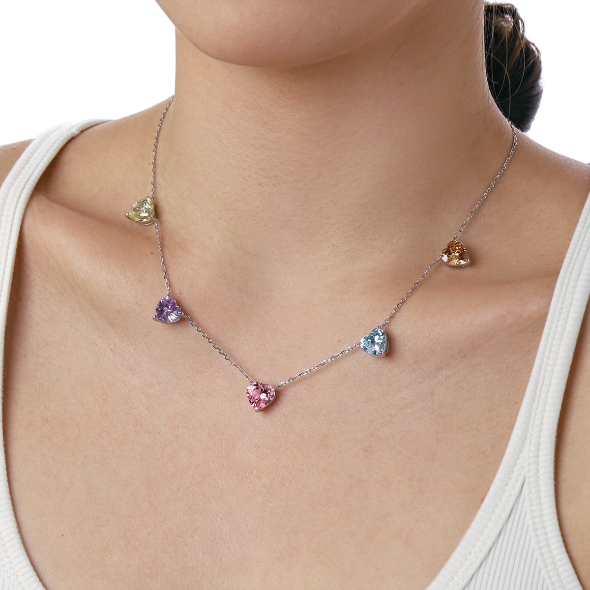 [Aurelle Style]Sparkling Colorful Heart Cut Necklace