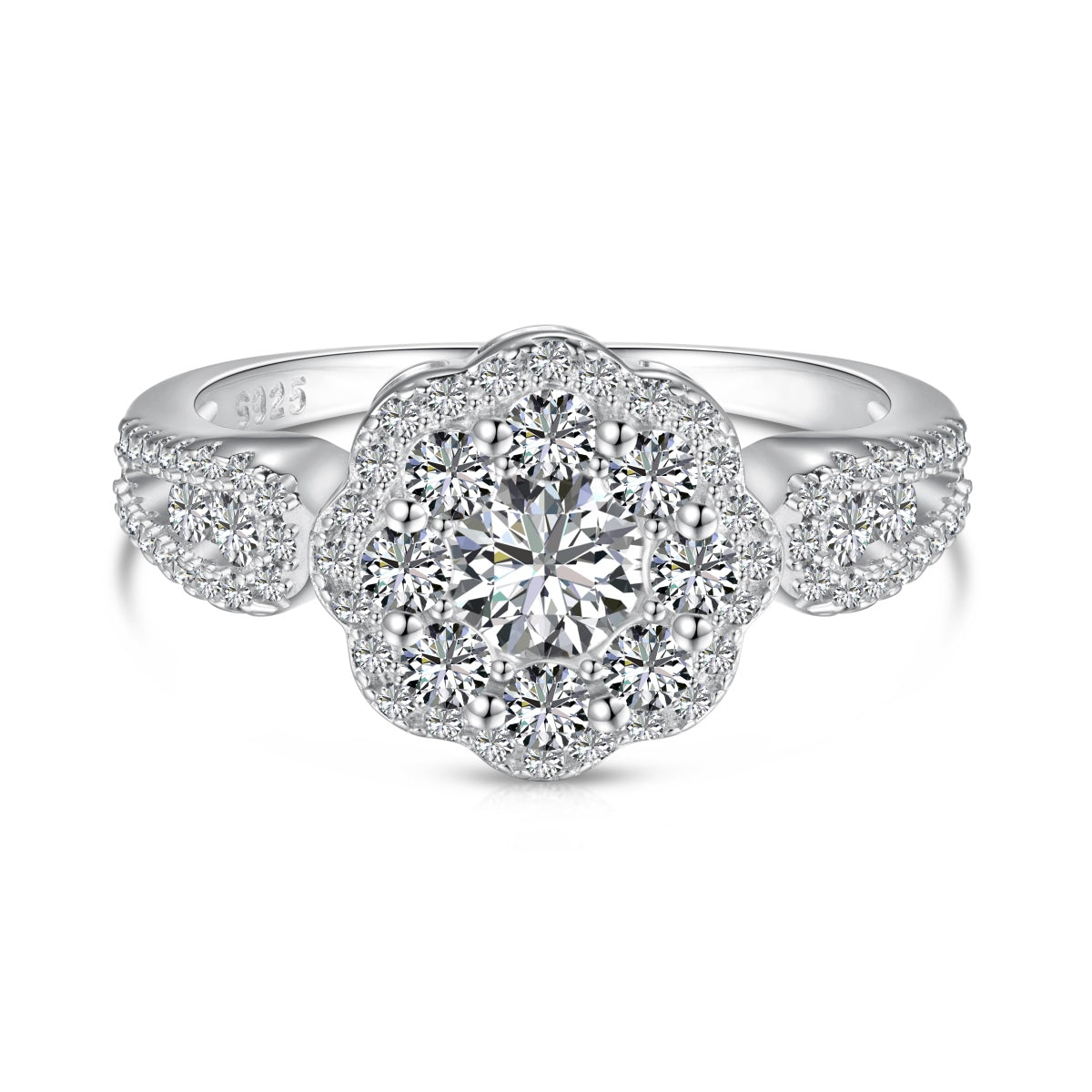 [Aurelle Style]Delicate Colorful Round Cut Flower Shape Wedding Ring