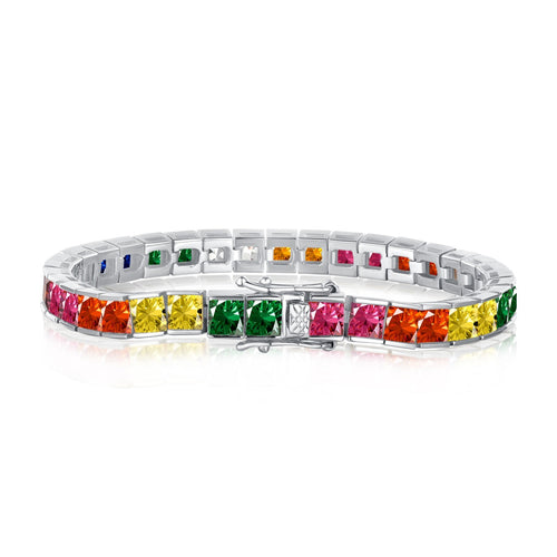 [Aurelle Style]Radiant Colorful Princess Cut Tennis Bracelet