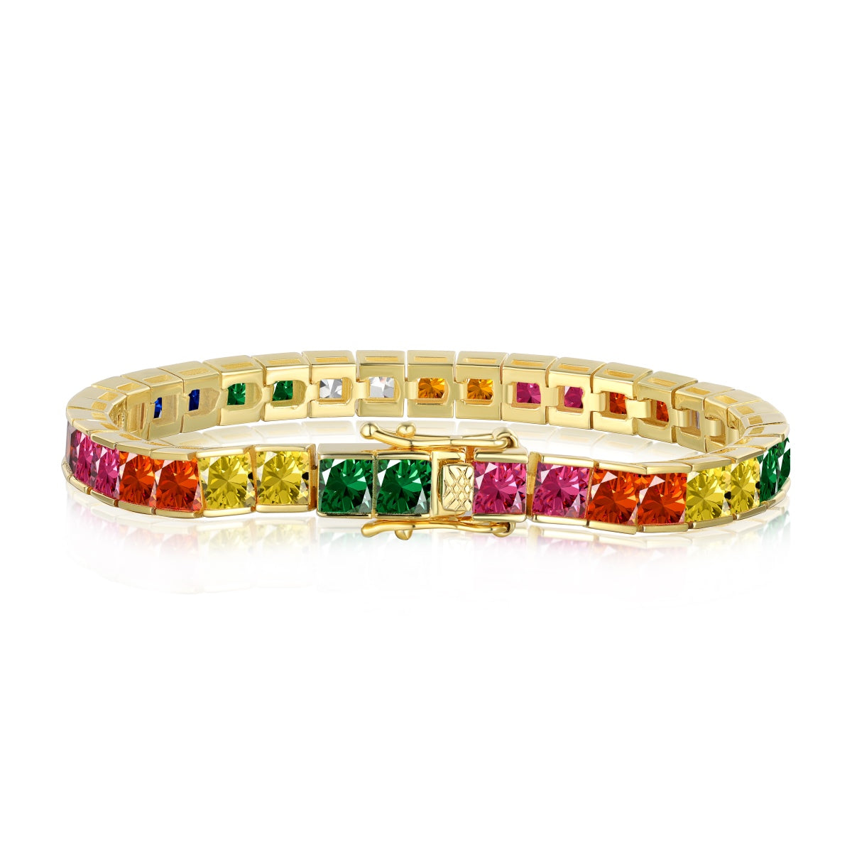 [Aurelle Style]Radiant Colorful Princess Cut Tennis Bracelet