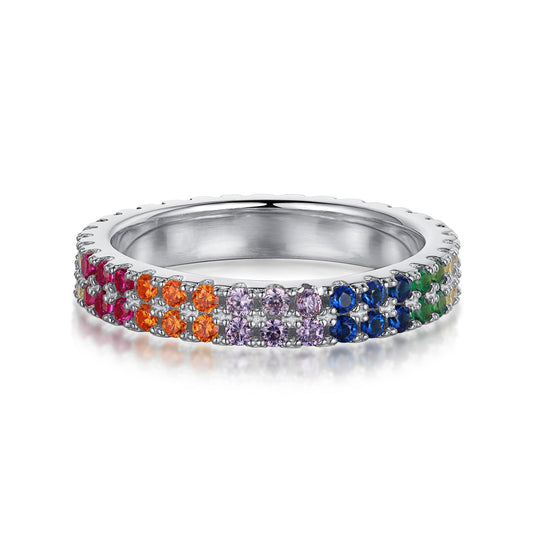 [Aurelle Style]Unique Colorful Round Cut Tennis Ring