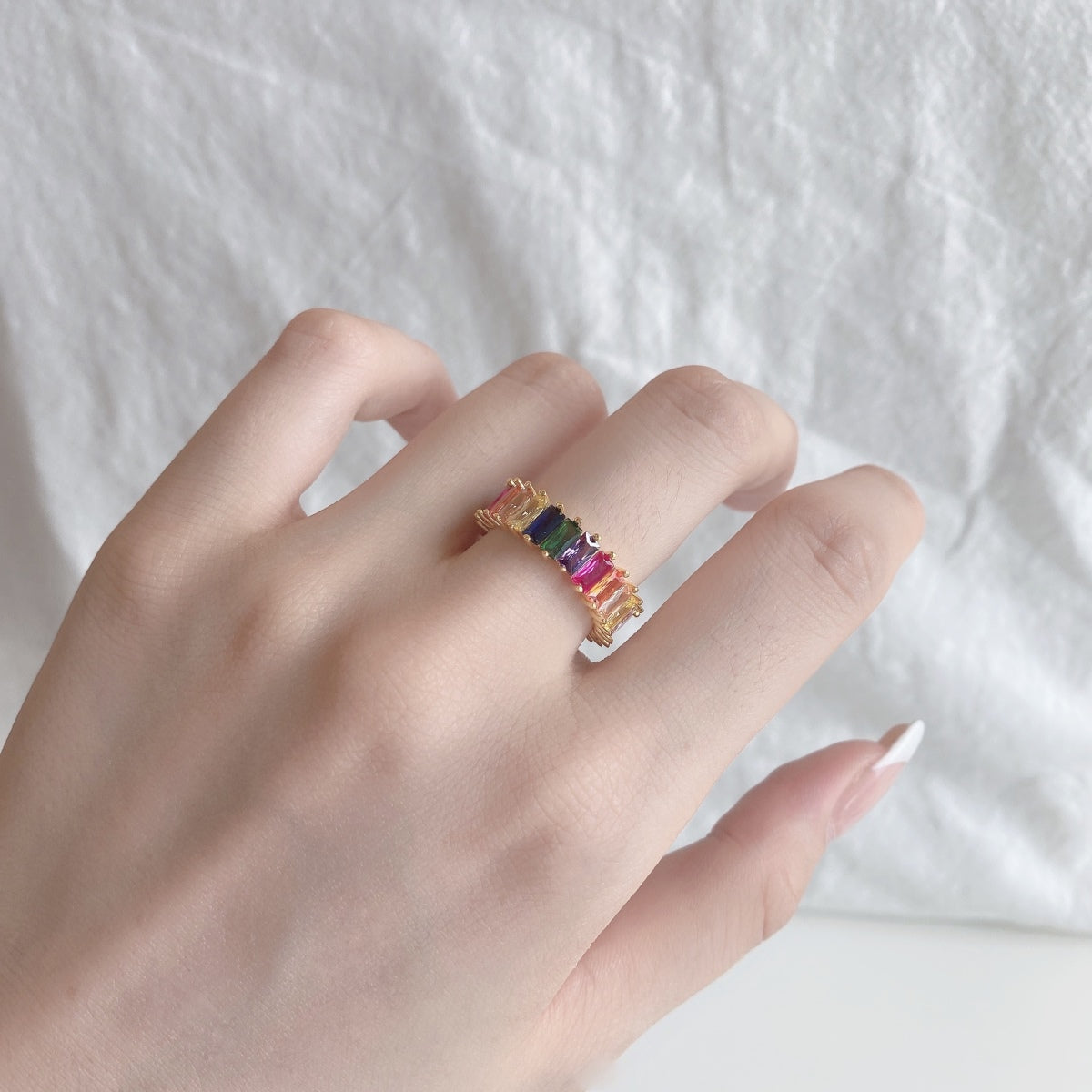 [Aurelle Style]Unique Colorful Radiant Cut RIng