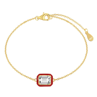 [Aurelle Style]2.0 Carat Sparkling Colorful Emerald Cut Daily Bracelet