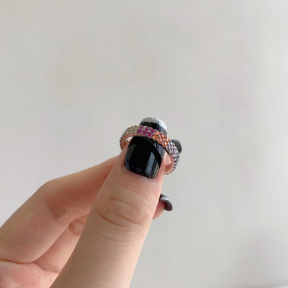 [Aurelle Style]Unique Colorful Round Cut Tennis Ring