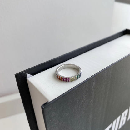 [Aurelle Style]Unique Colorful Round Cut Tennis Ring