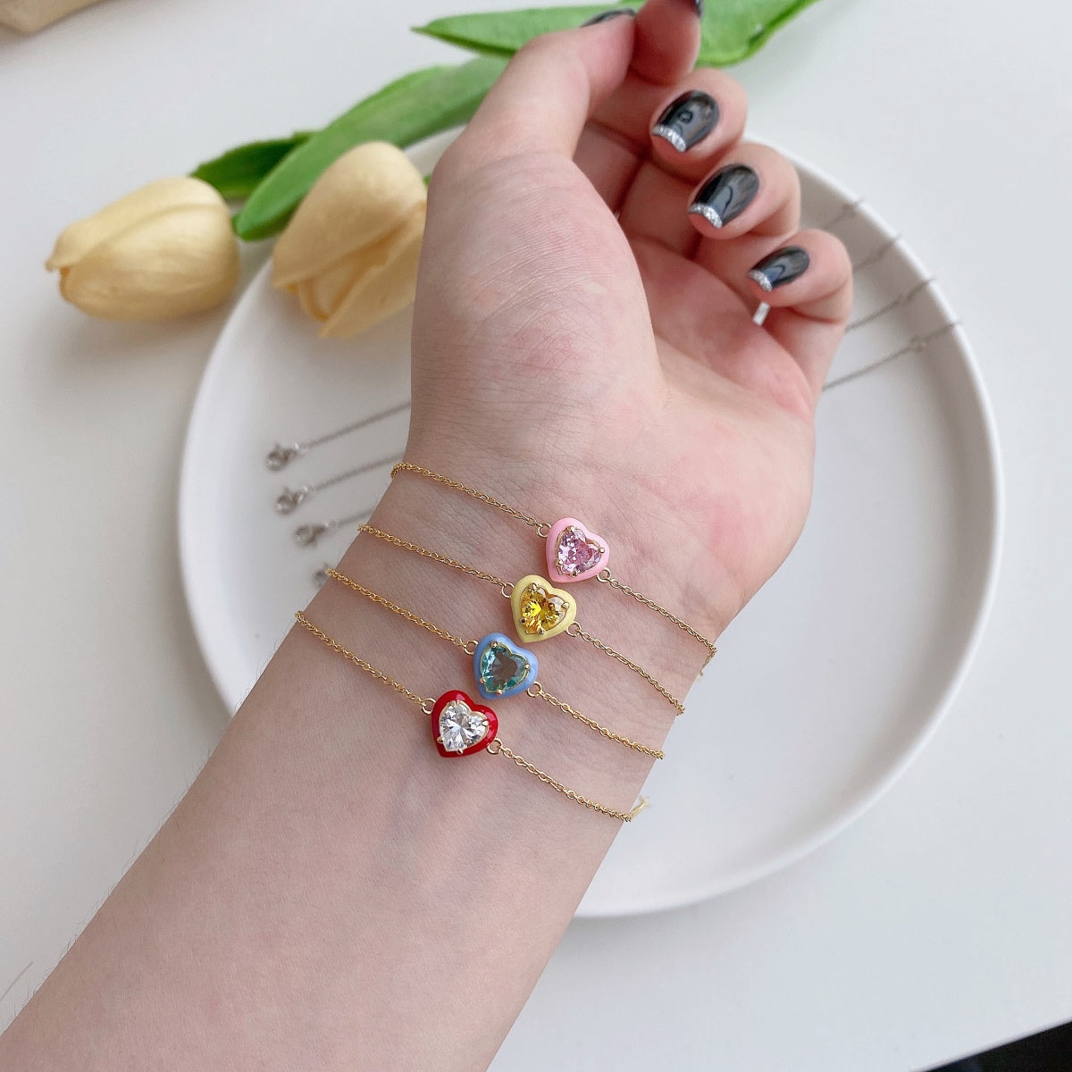 [Aurelle Style]Sparkling Romantic Heart Shape Lover Bracelet