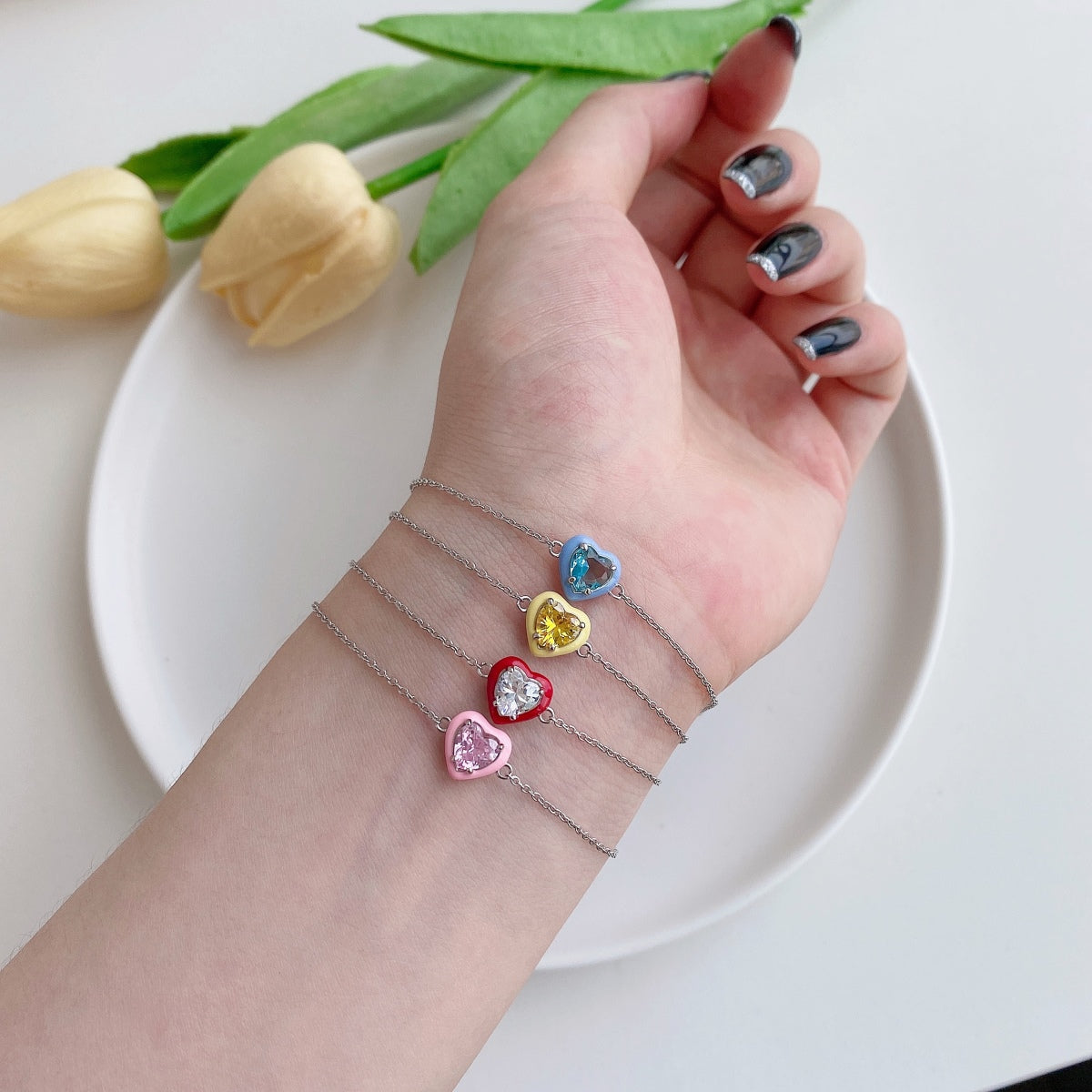 [Aurelle Style]Sparkling Romantic Heart Shape Lover Bracelet