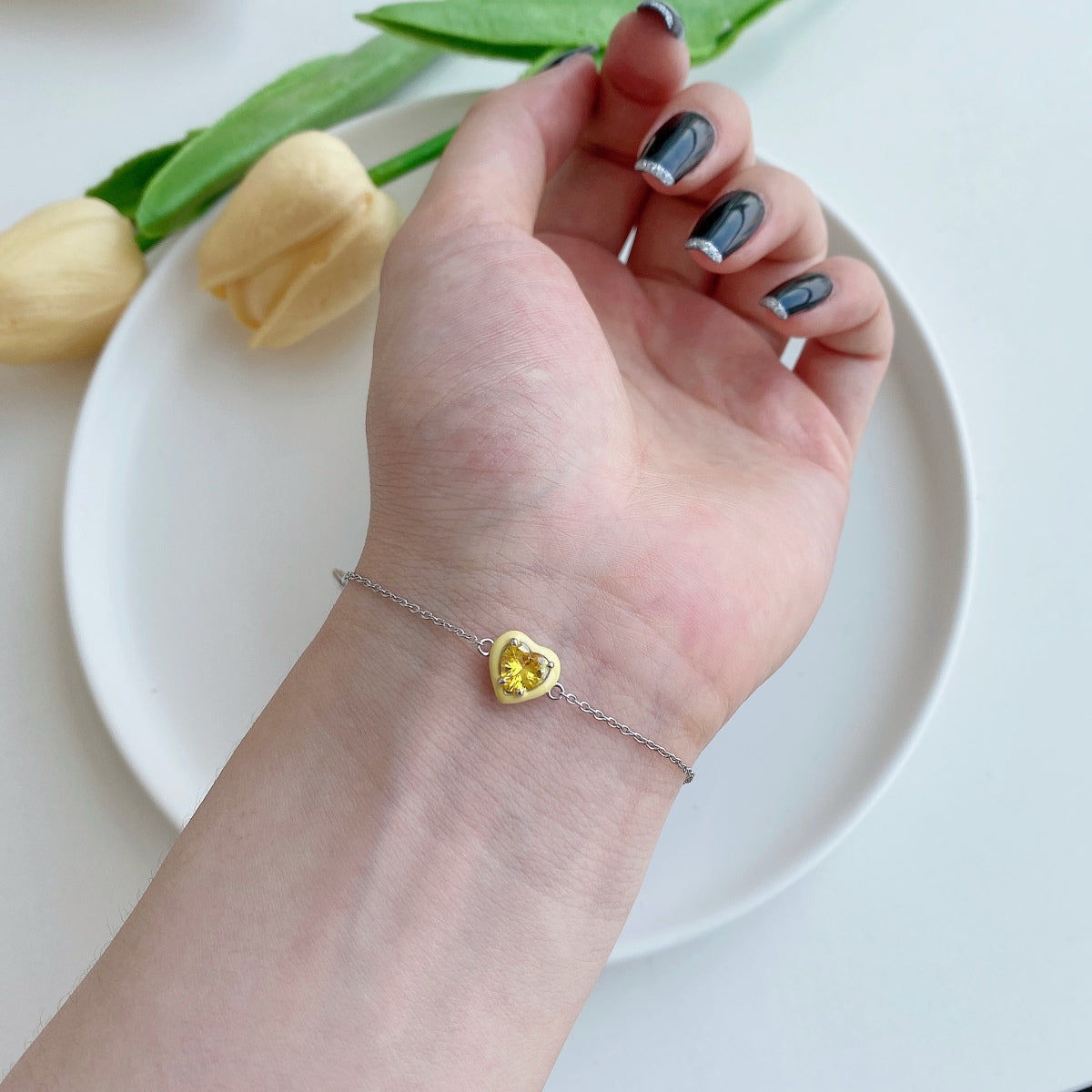 [Aurelle Style]Sparkling Romantic Heart Shape Lover Bracelet