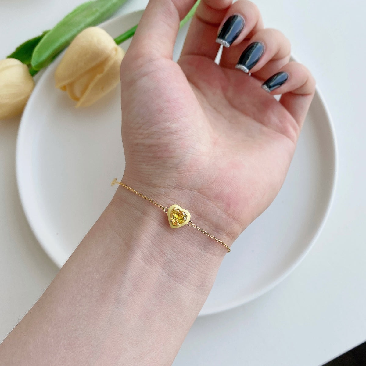 [Aurelle Style]Sparkling Romantic Heart Shape Lover Bracelet