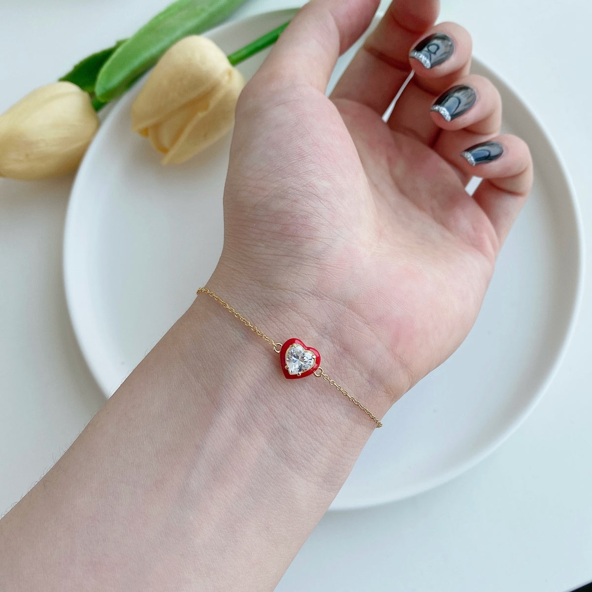 [Aurelle Style]Sparkling Romantic Heart Shape Lover Bracelet
