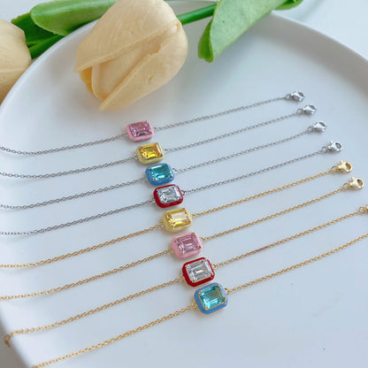 [Aurelle Style]2.0 Carat Sparkling Colorful Emerald Cut Daily Bracelet