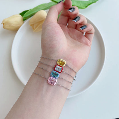 [Aurelle Style]2.0 Carat Sparkling Colorful Emerald Cut Daily Bracelet