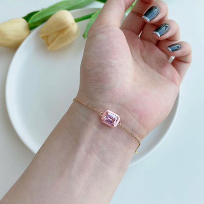 [Aurelle Style]2.0 Carat Sparkling Colorful Emerald Cut Daily Bracelet