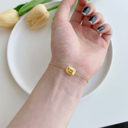 [Aurelle Style]2.0 Carat Sparkling Colorful Emerald Cut Daily Bracelet