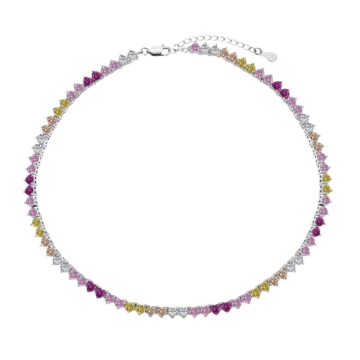 [Aurelle Style]Sparkling Colorful Full Heart Tennis Necklace