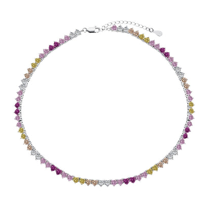 [Aurelle Style]Sparkling Colorful Full Heart Tennis Necklace