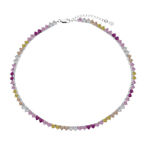 [Aurelle Style]Sparkling Colorful Full Heart Tennis Necklace
