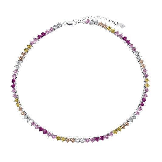 [Aurelle Style]Sparkling Colorful Full Heart Tennis Necklace