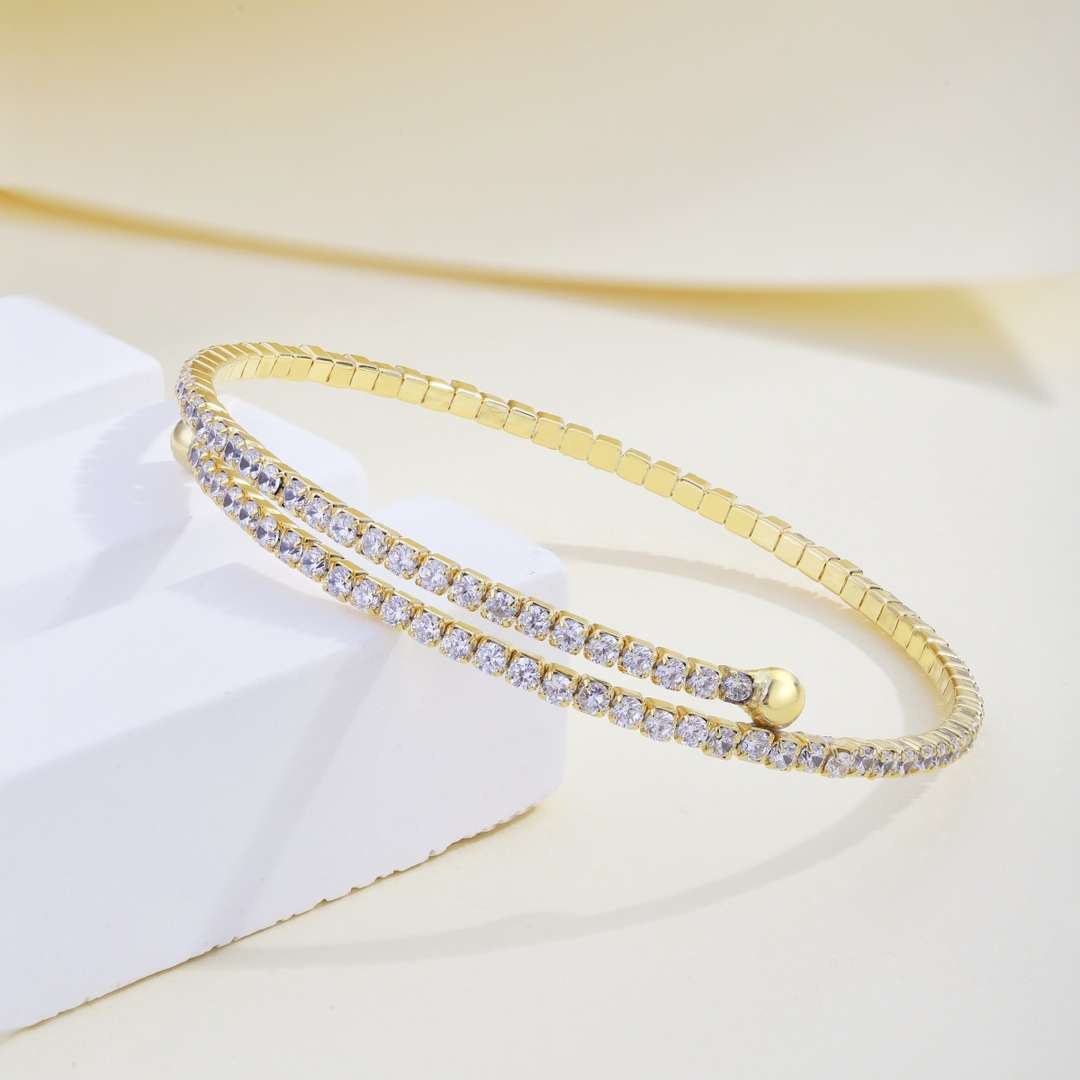 [Aurelle Style]Row of Diamonds Round Fashion Bracelet