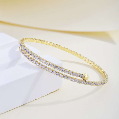 [Aurelle Style]Row of Diamonds Round Fashion Bracelet