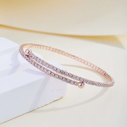 [Aurelle Style]Row of Diamonds Round Fashion Bracelet