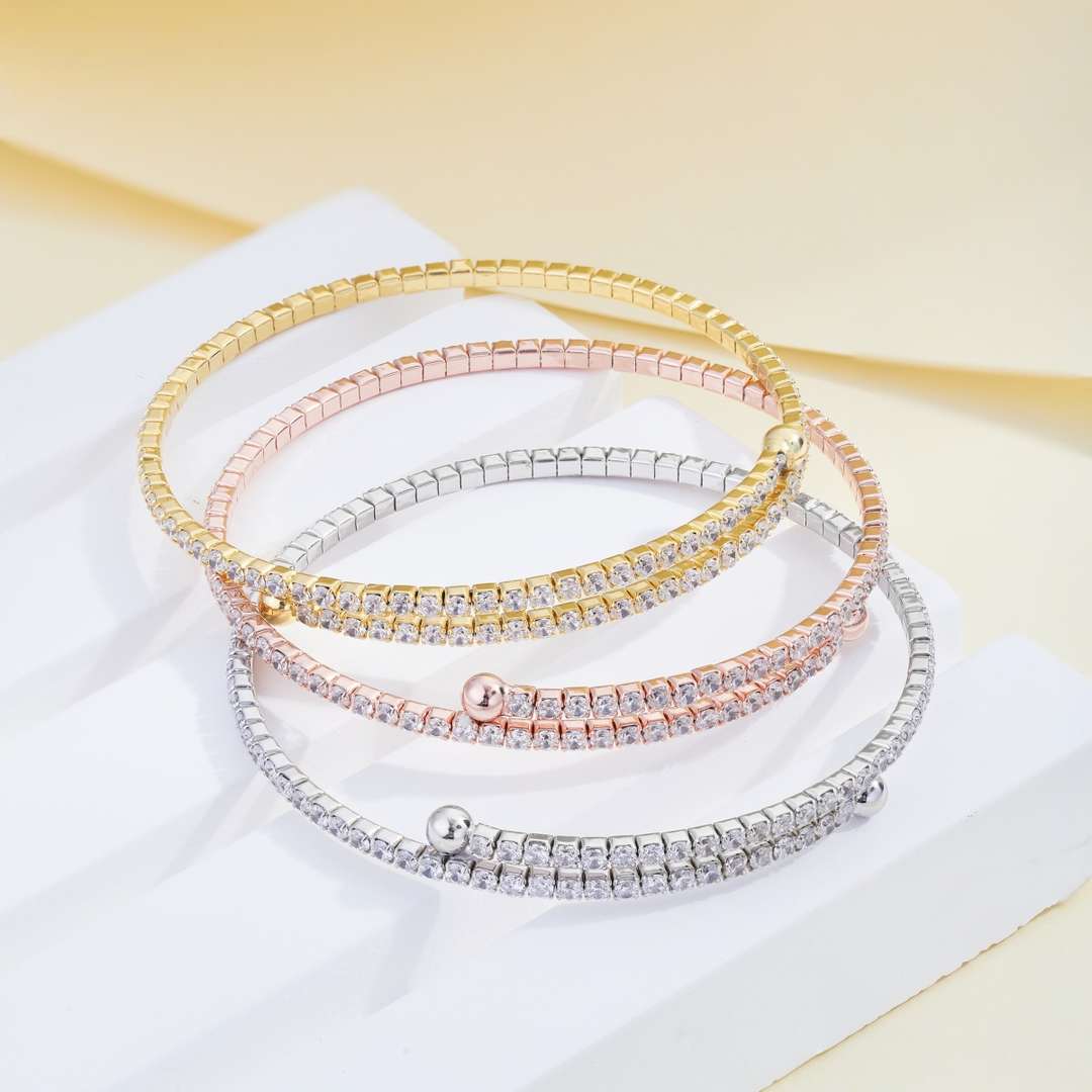 [Aurelle Style]Row of Diamonds Round Fashion Bracelet