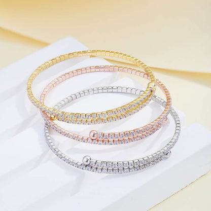 [Aurelle Style]Row of Diamonds Round Fashion Bracelet