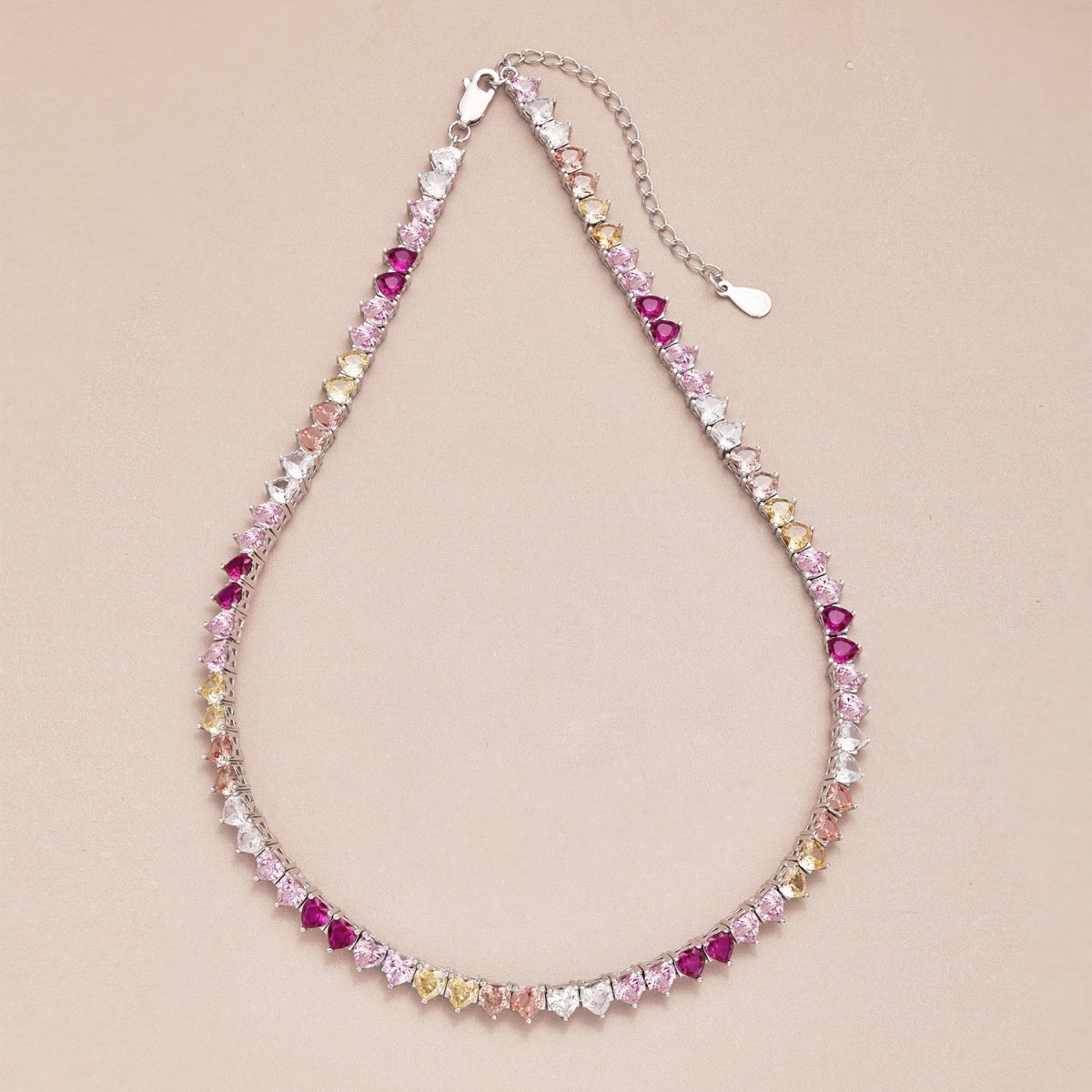 [Aurelle Style]Sparkling Colorful Full Heart Tennis Necklace