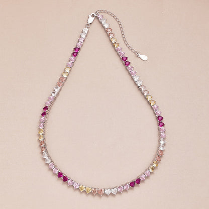 [Aurelle Style]Sparkling Colorful Full Heart Tennis Necklace