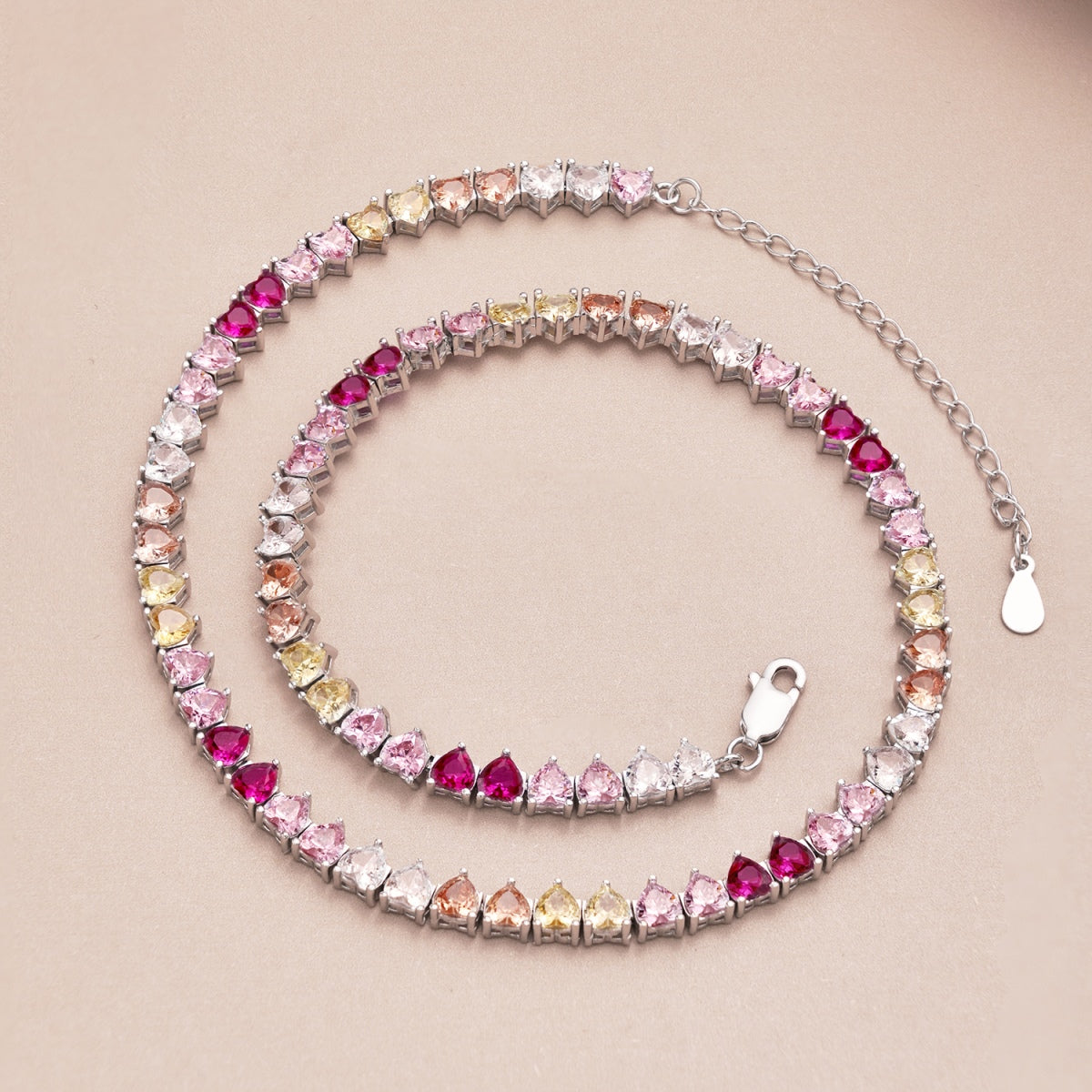 [Aurelle Style]Sparkling Colorful Full Heart Tennis Necklace