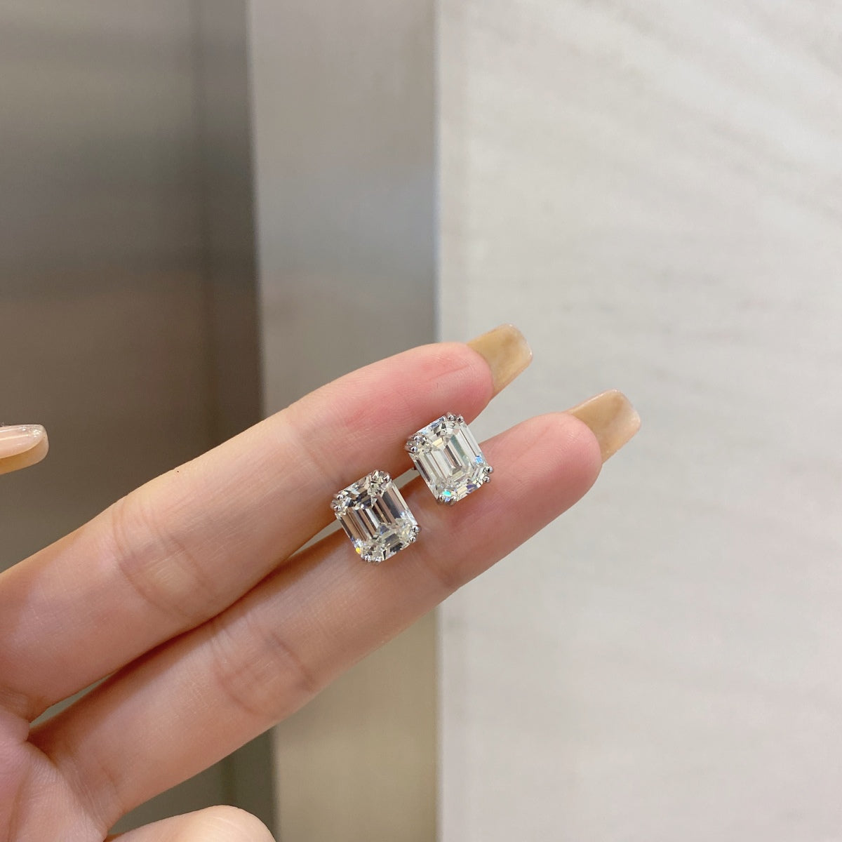 [Aurelle Style]Dazzling Square Shape Earrings